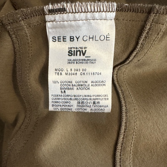 See by Chloe Olive Green Strapless Dress 10 EUC - Picture 8 of 9